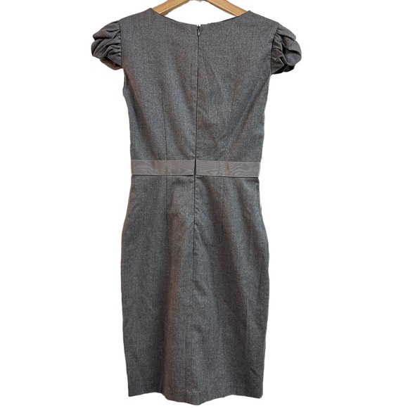 Blumarine Wool Dress Grey Gathered Cap Sleeve Knee Length Designer Womens 4 / XS - Picture 6 of 8